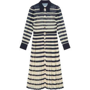 LK Bennett Tallis Spring Navy Cream Placement Stripe Dress